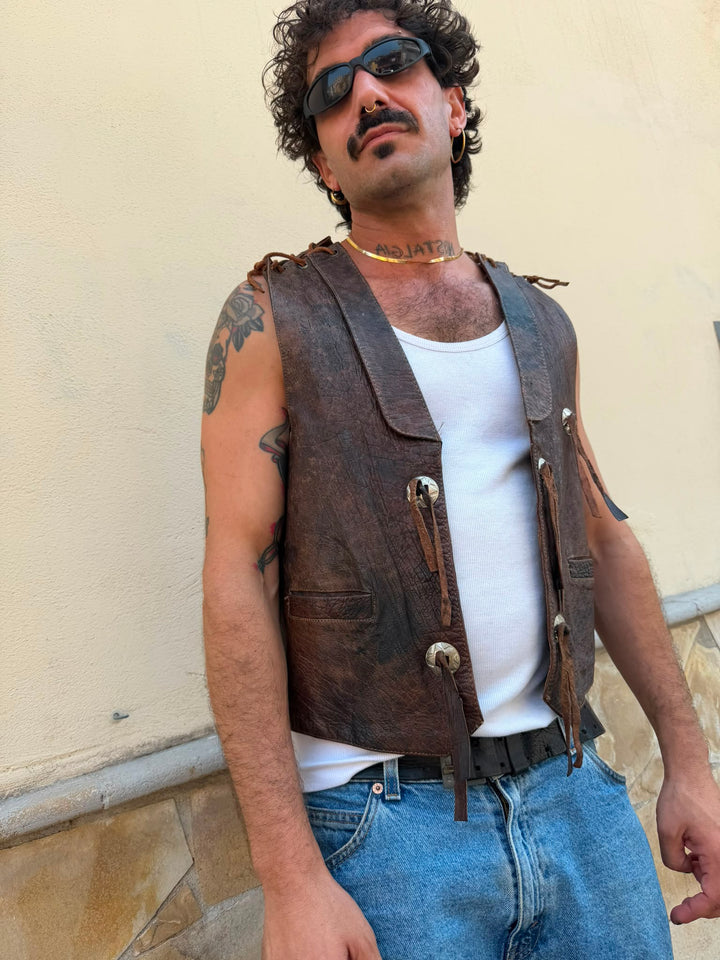 Gilet Texano vera pelle 2