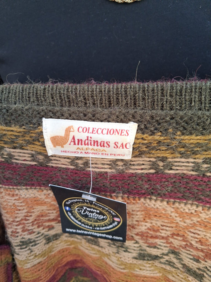 Cardigan Vintage in Alpaca Made in Perù C8