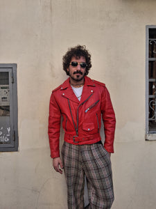 Chiodo in pelle Rosso F5