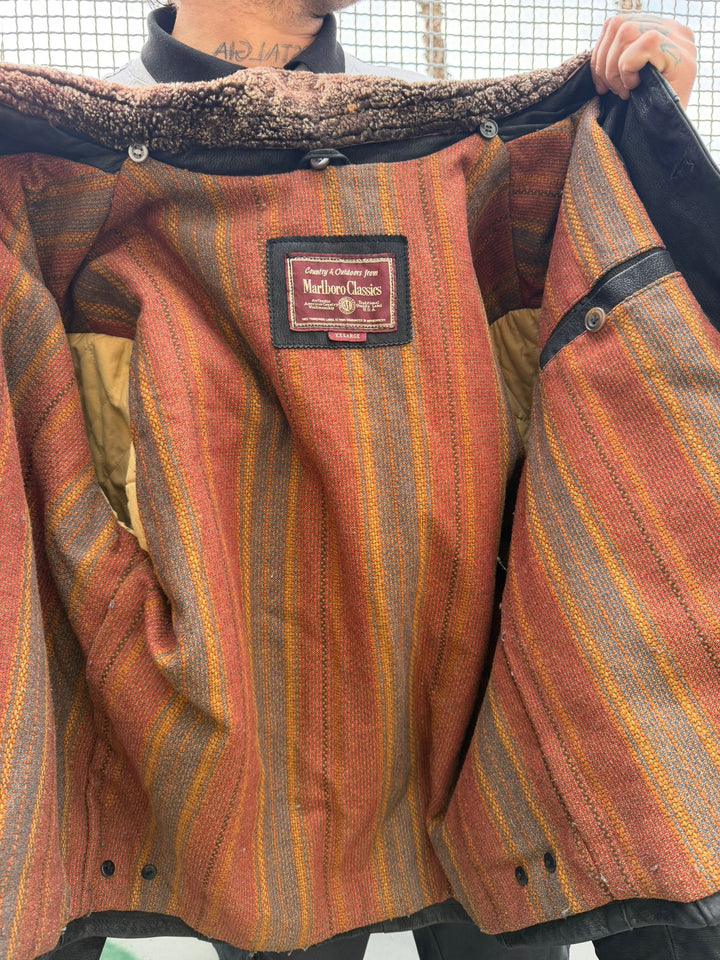 Giacca in pelle martellata Marlboro Classic